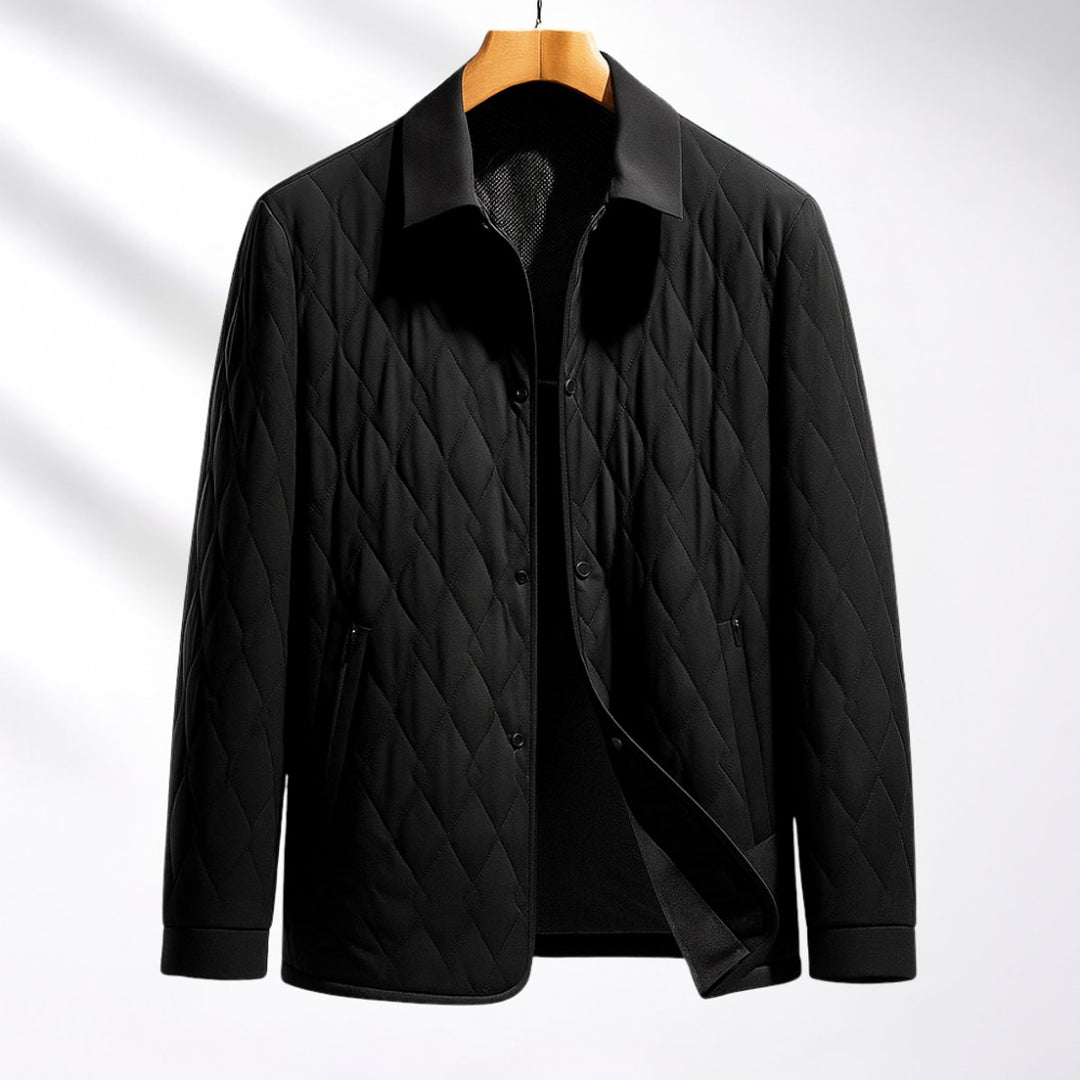 Mens Quilted Bomber Jacket Lightweight Button-Front Coat