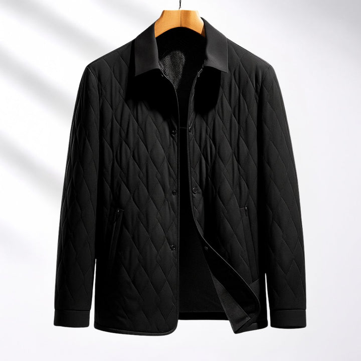 Mens Quilted Bomber Jacket Lightweight Button-Front Coat