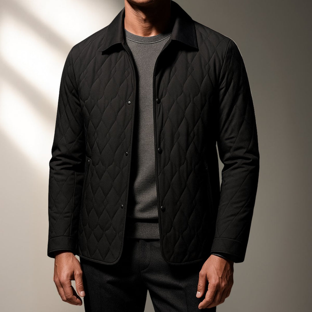 Mens Quilted Bomber Jacket Lightweight Button-Front Coat