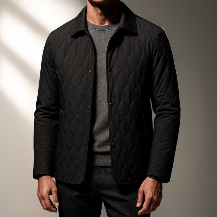 Mens Quilted Bomber Jacket Lightweight Button-Front Coat