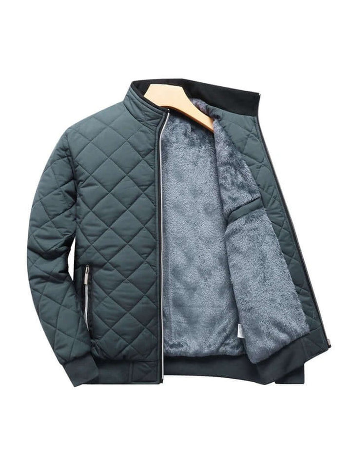 Men's Quilted Fleece-Lined Bomber Jacket Winter Coat