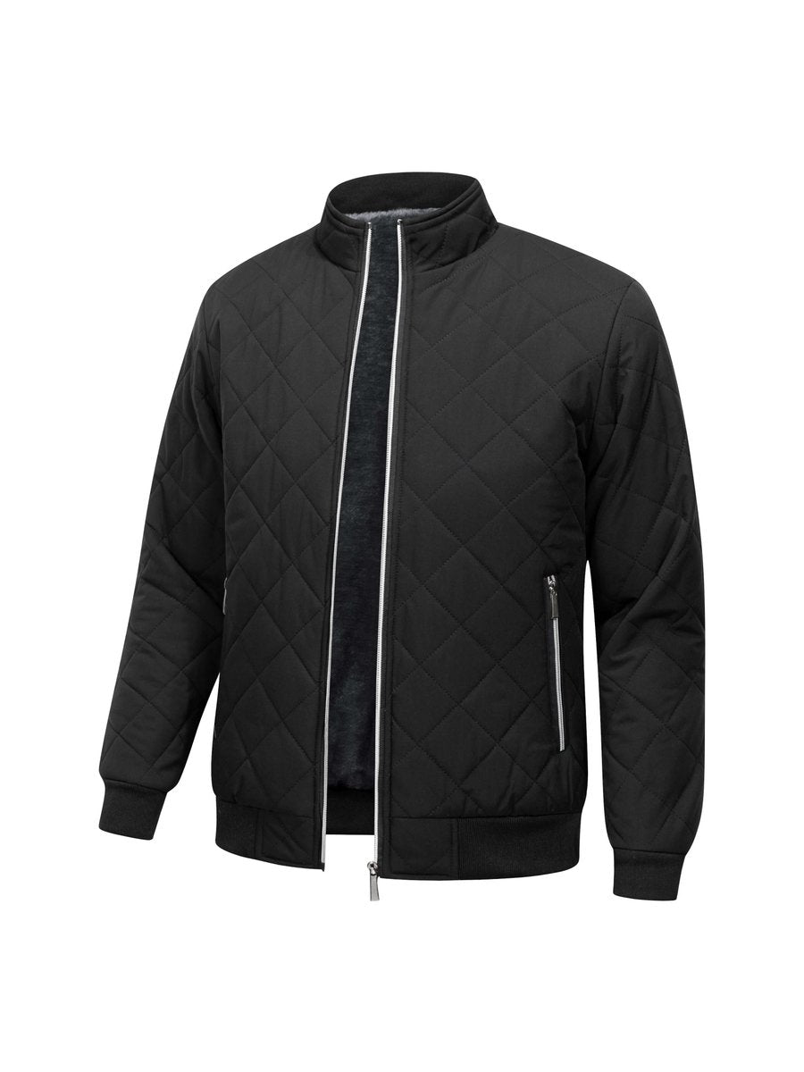 Men's Quilted Fleece-Lined Bomber Jacket Winter Coat