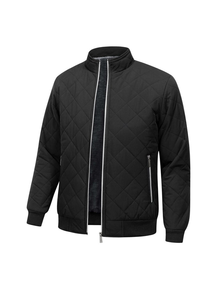 Men's Quilted Fleece-Lined Bomber Jacket Winter Coat