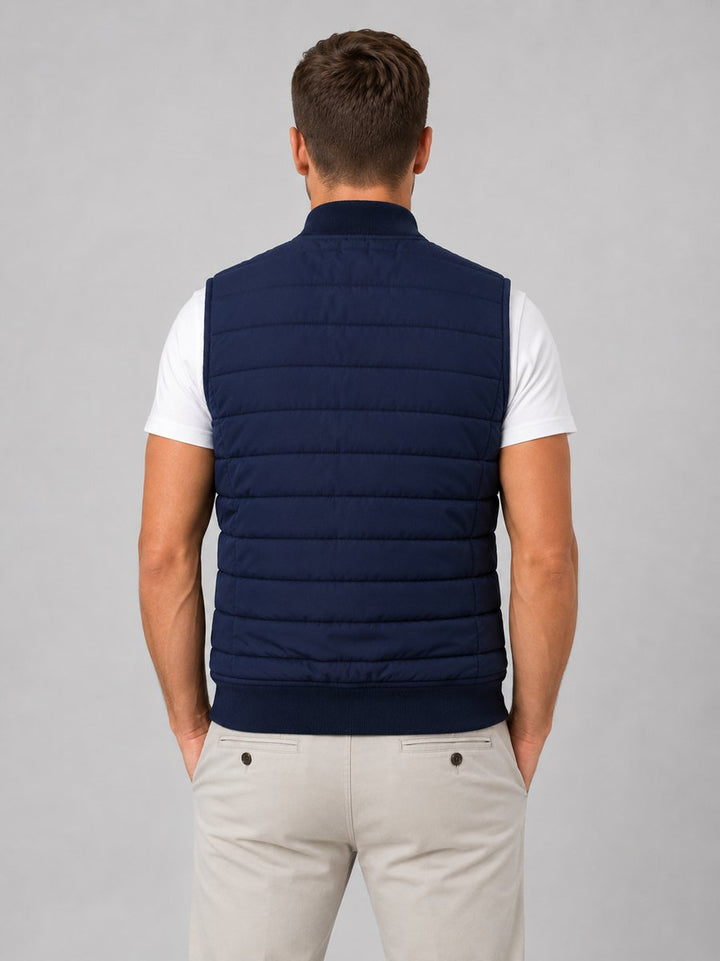 Men's Quilted Full-Zip Gilet Bodywarmer Knitted Collar Vest