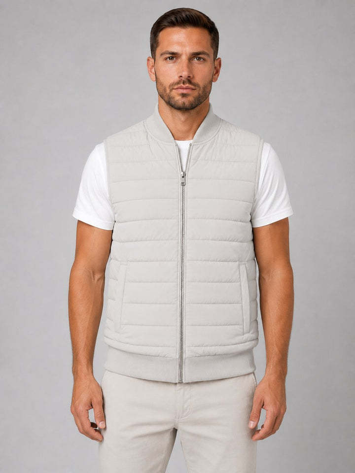 Men's Quilted Full-Zip Gilet Bodywarmer Knitted Collar Vest