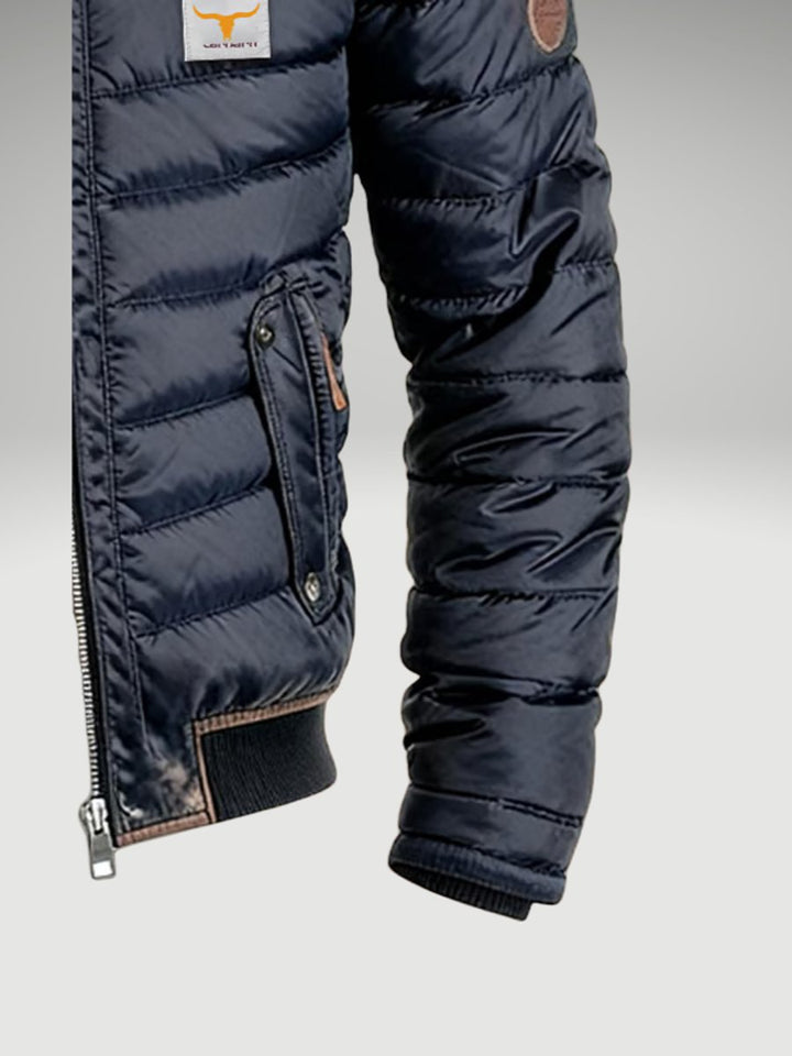 Mens Quilted Insulated Bomber Jacket High-Collar Puffer