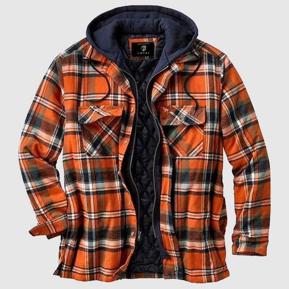 Men's Quilted-Lined Hooded Flannel Shirt Jacket Regular Fit