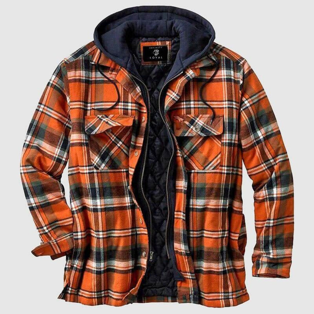 Men's Quilted-Lined Hooded Flannel Shirt Jacket Regular Fit