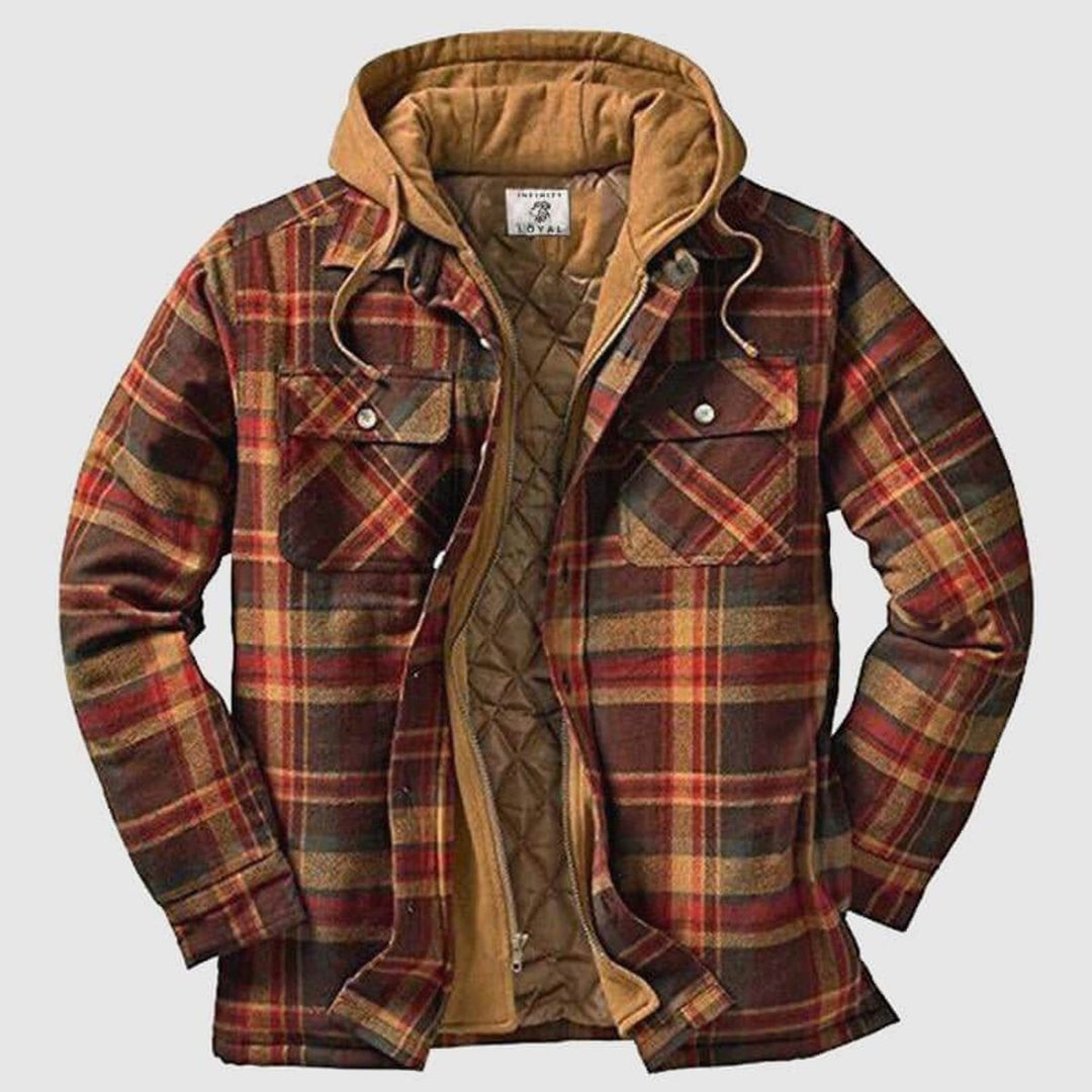Men's Quilted-Lined Hooded Flannel Shirt Jacket Regular Fit