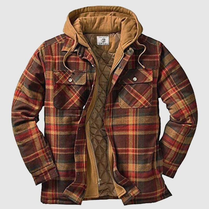 Men's Quilted-Lined Hooded Flannel Shirt Jacket Regular Fit
