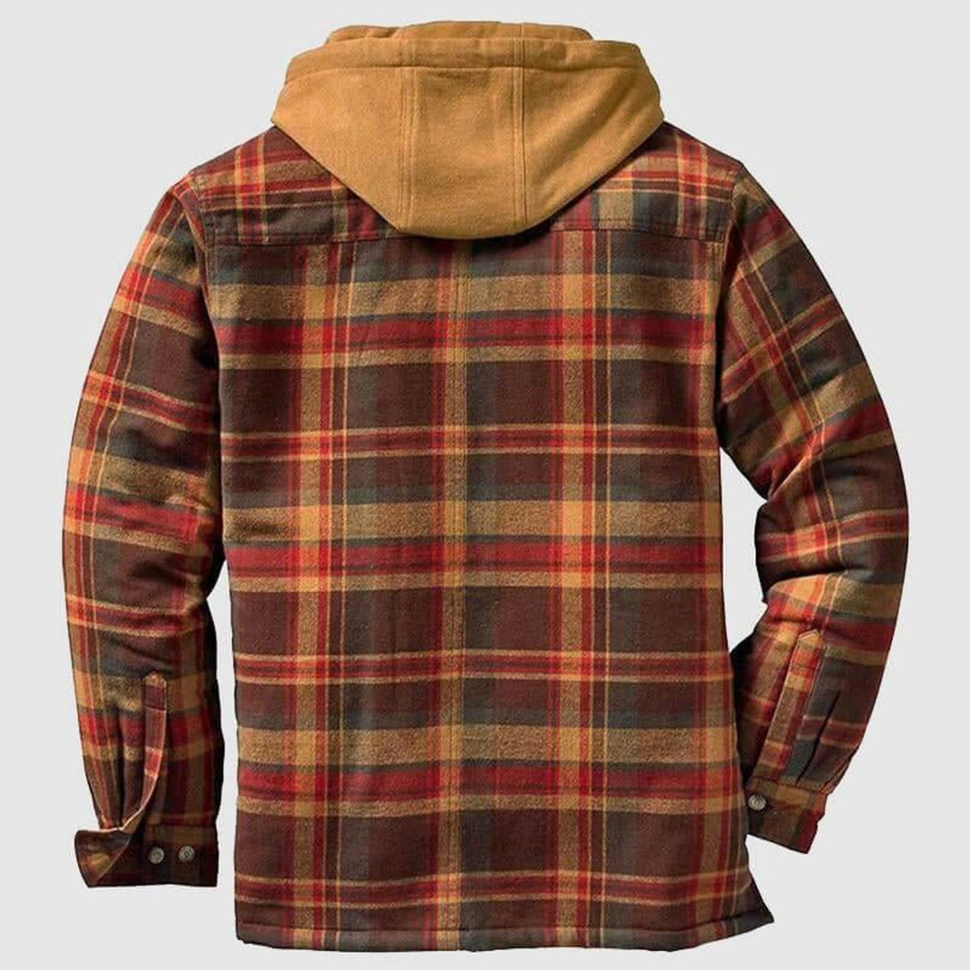 Men's Quilted-Lined Hooded Flannel Shirt Jacket Regular Fit