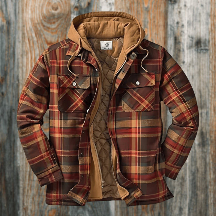 Men's Quilted-Lined Hooded Flannel Shirt Jacket Regular Fit