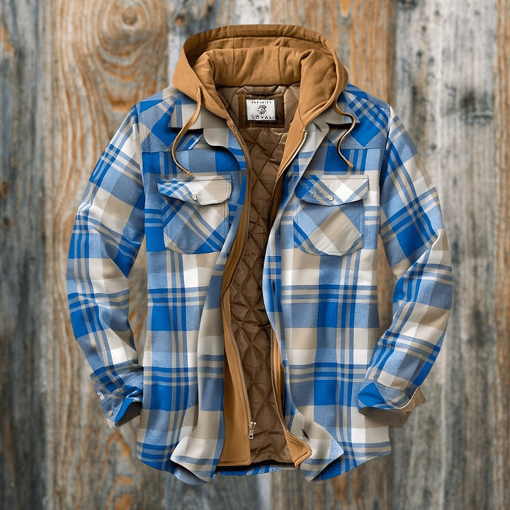 Men's Quilted-Lined Hooded Flannel Shirt Jacket Regular Fit