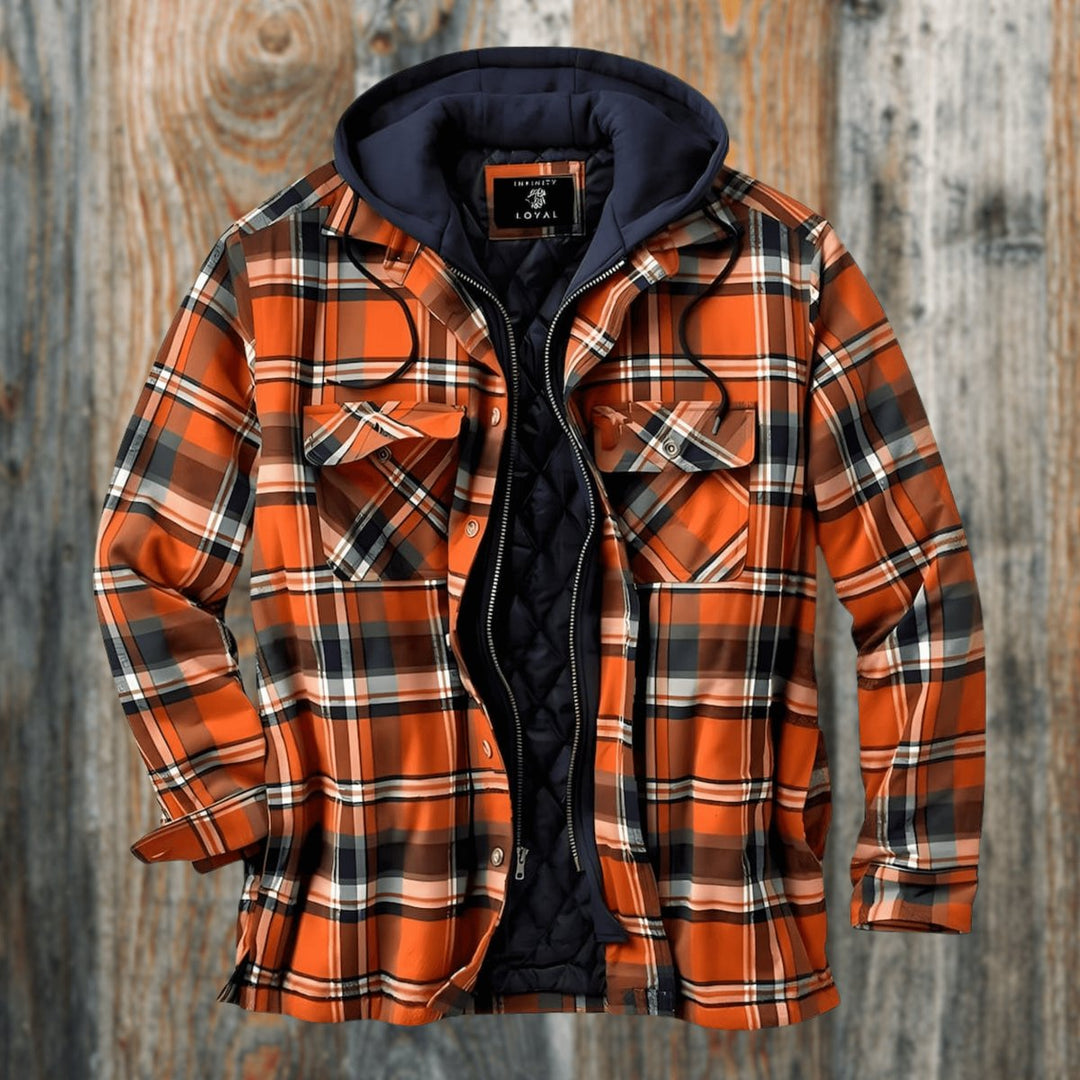 Men's Quilted-Lined Hooded Flannel Shirt Jacket Regular Fit