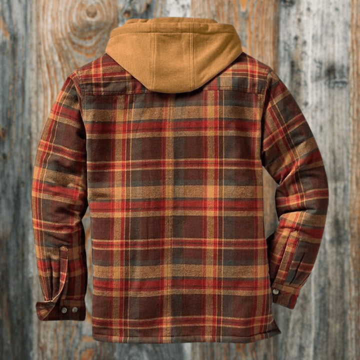 Men's Quilted-Lined Hooded Flannel Shirt Jacket Regular Fit
