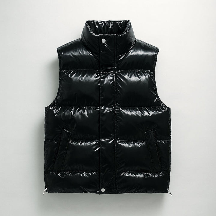 Mens Quilted Puffer Vest High-Collar Sleeveless Jacket