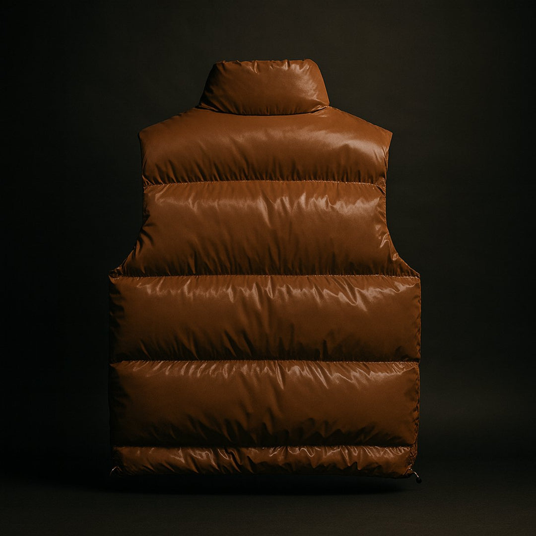 Mens Quilted Puffer Vest High-Collar Sleeveless Jacket