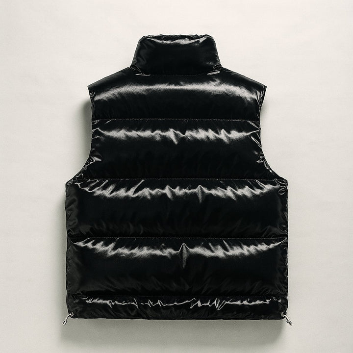 Mens Quilted Puffer Vest High-Collar Sleeveless Jacket