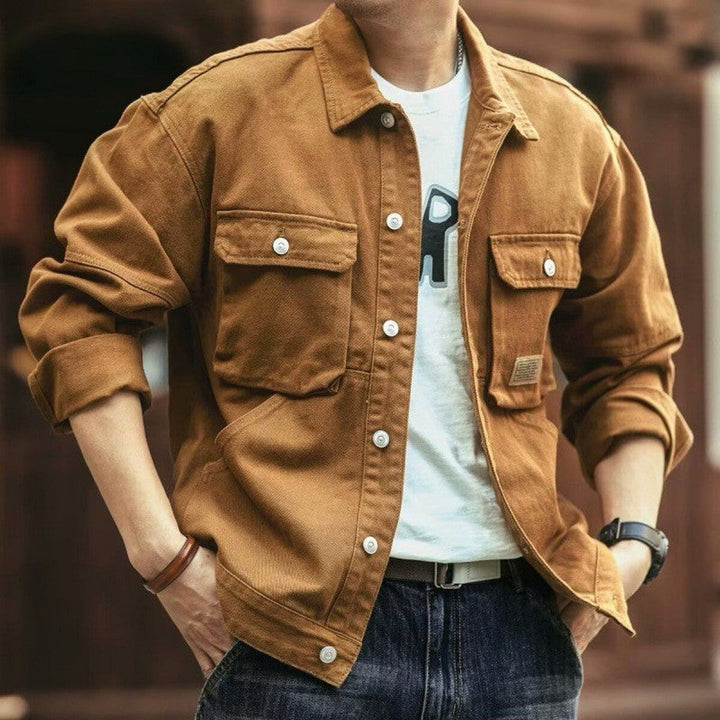 Mens Relaxed-Fit Cotton Canvas Utility Jacket Coat