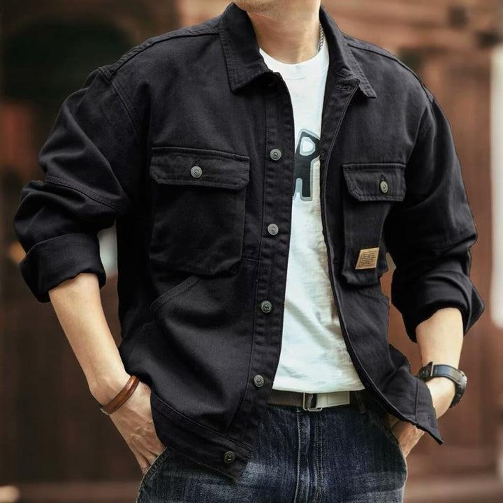 Mens Relaxed-Fit Cotton Canvas Utility Jacket Coat