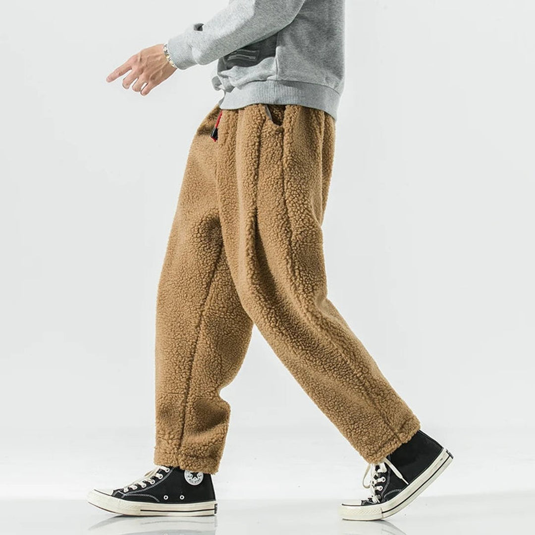 Men's Relaxed-Fit Sherpa Fleece Drawstring Jogger Trousers
