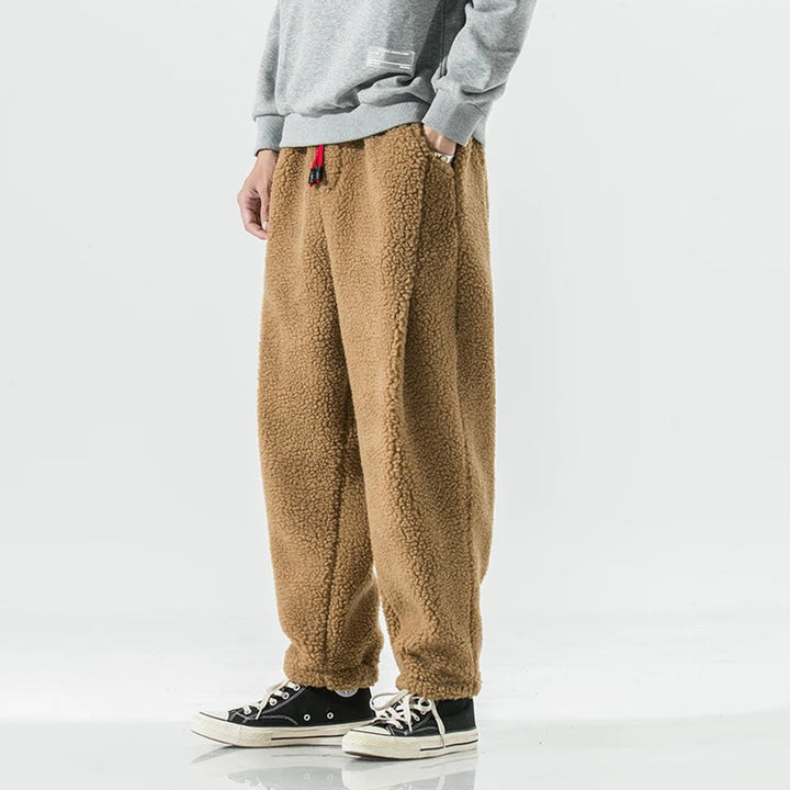 Men's Relaxed-Fit Sherpa Fleece Drawstring Jogger Trousers