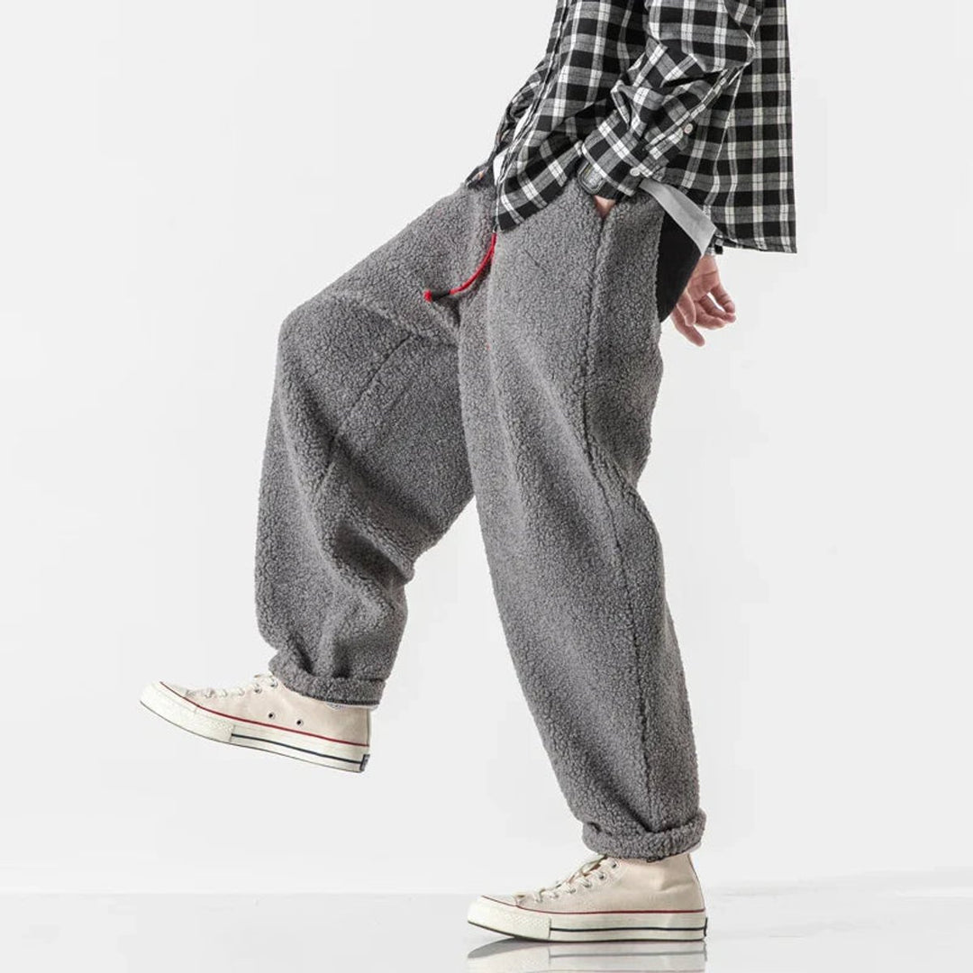 Men's Relaxed-Fit Sherpa Fleece Drawstring Jogger Trousers