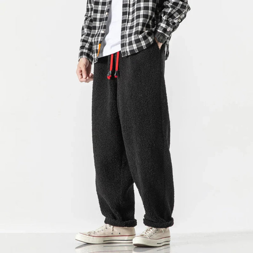 Men's Relaxed-Fit Sherpa Fleece Drawstring Jogger Trousers