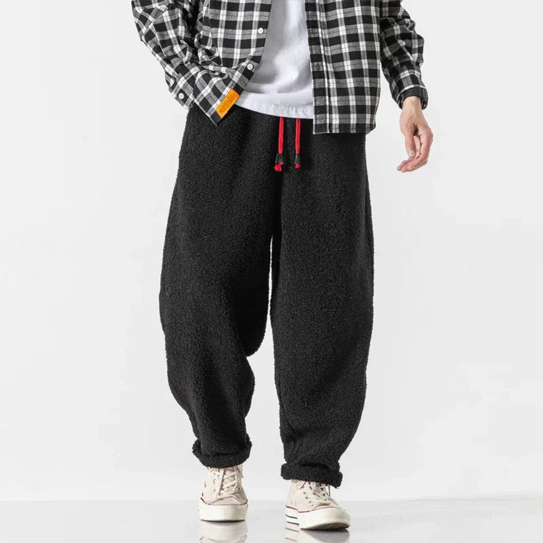 Men's Relaxed-Fit Sherpa Fleece Drawstring Jogger Trousers