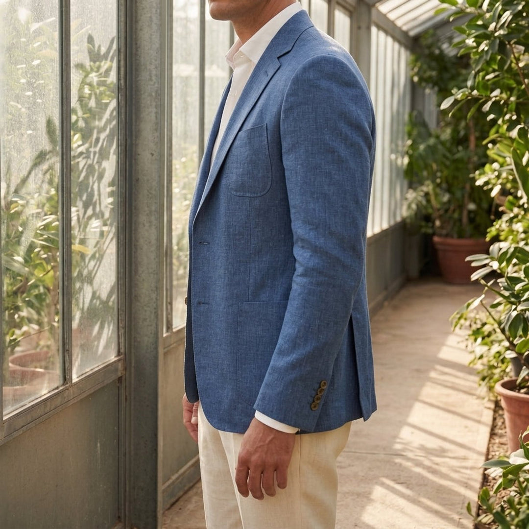 Men's Relaxed Linen Blazer Unstructured Smart Casual Jacket