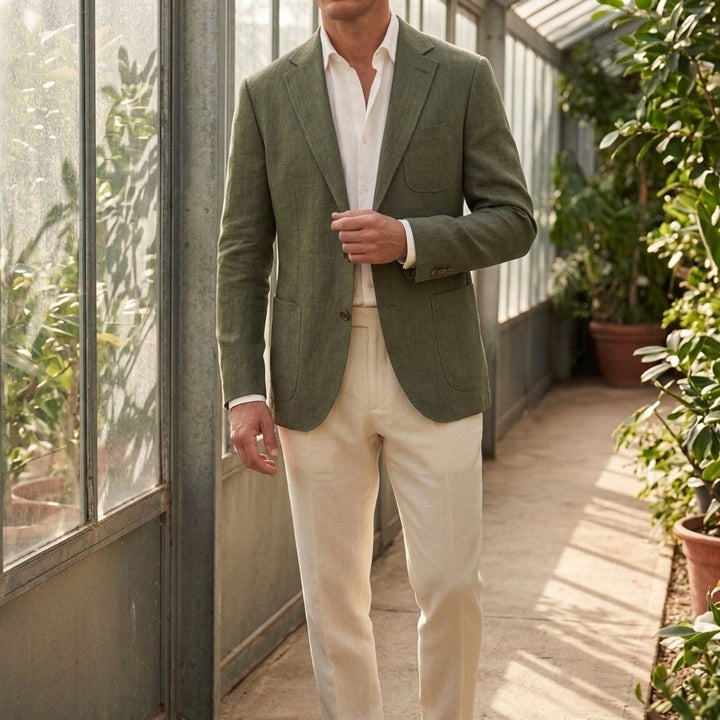 Men's Relaxed Linen Blazer Unstructured Smart Casual Jacket