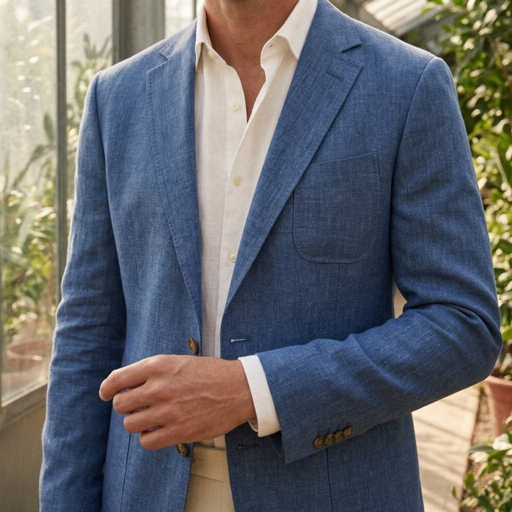 Men's Relaxed Linen Blazer Unstructured Smart Casual Jacket