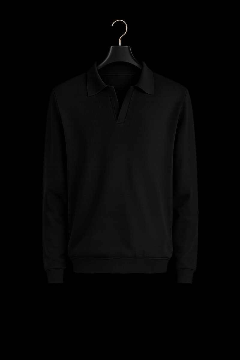 Men's Ribbed Cotton Knitted Polo Long-Sleeve Jumper