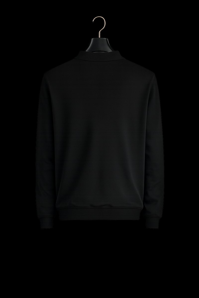 Men's Ribbed Cotton Knitted Polo Long-Sleeve Jumper
