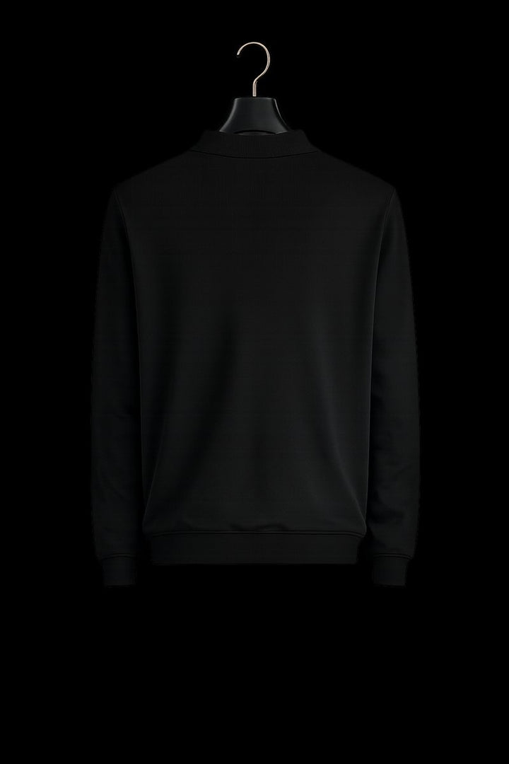 Men's Ribbed Cotton Knitted Polo Long-Sleeve Jumper