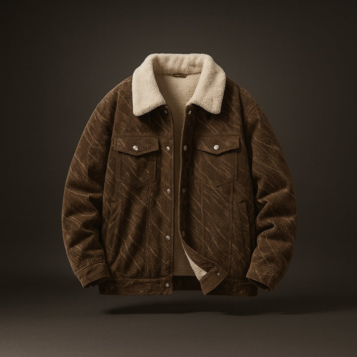 Mens Sherpa Collar Heavyweight Corduroy Trucker Jacket