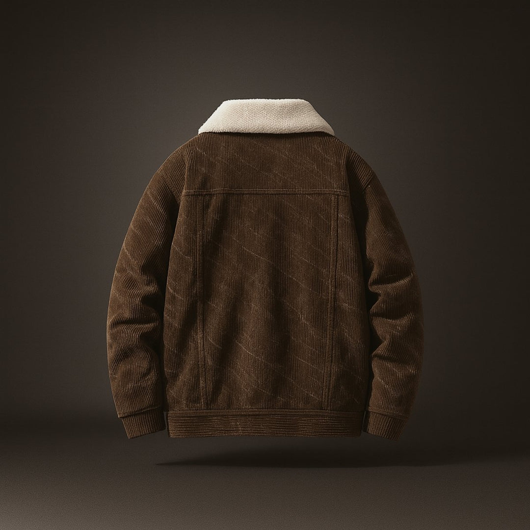 Mens Sherpa Collar Heavyweight Corduroy Trucker Jacket