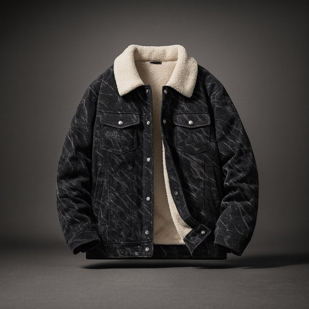 Mens Sherpa Collar Heavyweight Corduroy Trucker Jacket
