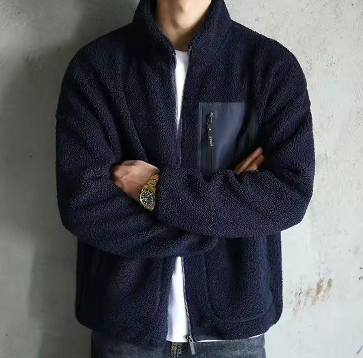 Men's Sherpa Fleece Full-Zip Jacket Casual Autumn Bomber