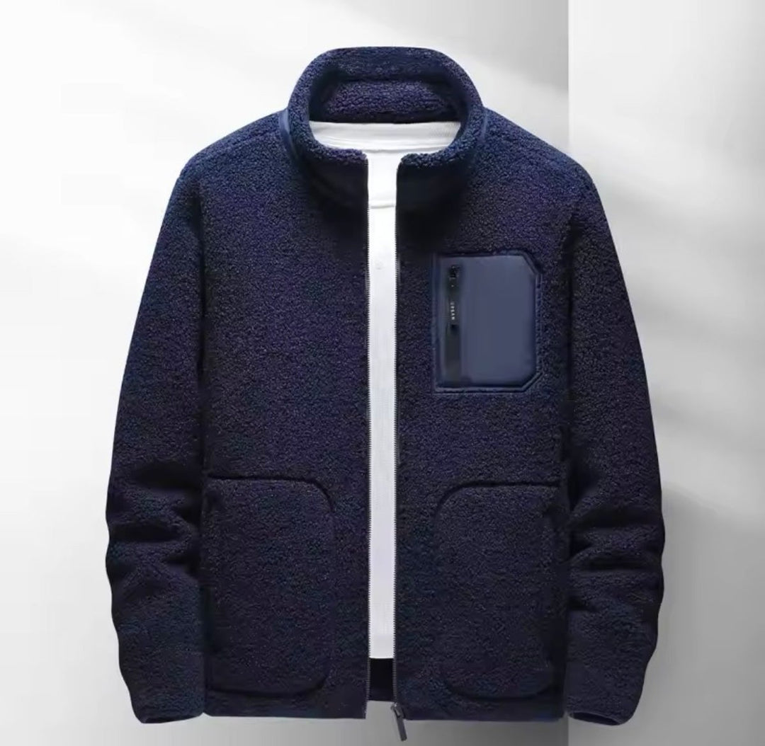 Men's Sherpa Fleece Full-Zip Jacket Casual Autumn Bomber