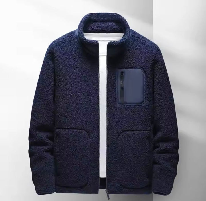 Men's Sherpa Fleece Full-Zip Jacket Casual Autumn Bomber