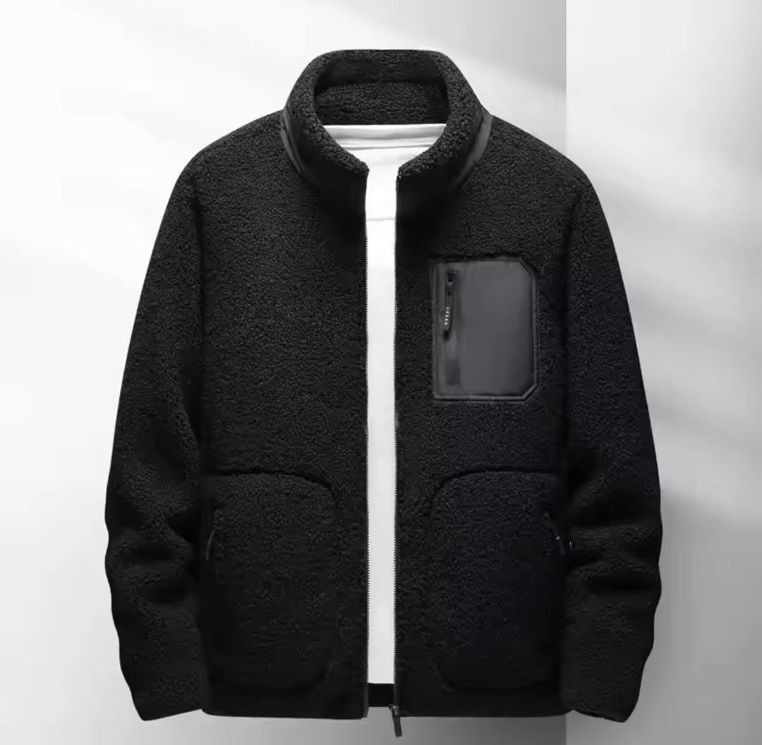 Men's Sherpa Fleece Full-Zip Jacket Casual Autumn Bomber
