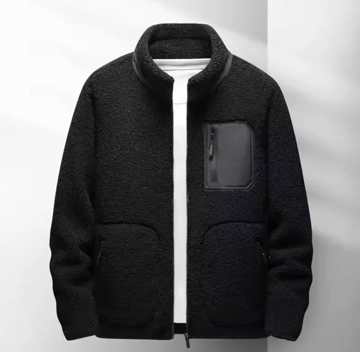 Men's Sherpa Fleece Full-Zip Jacket Casual Autumn Bomber