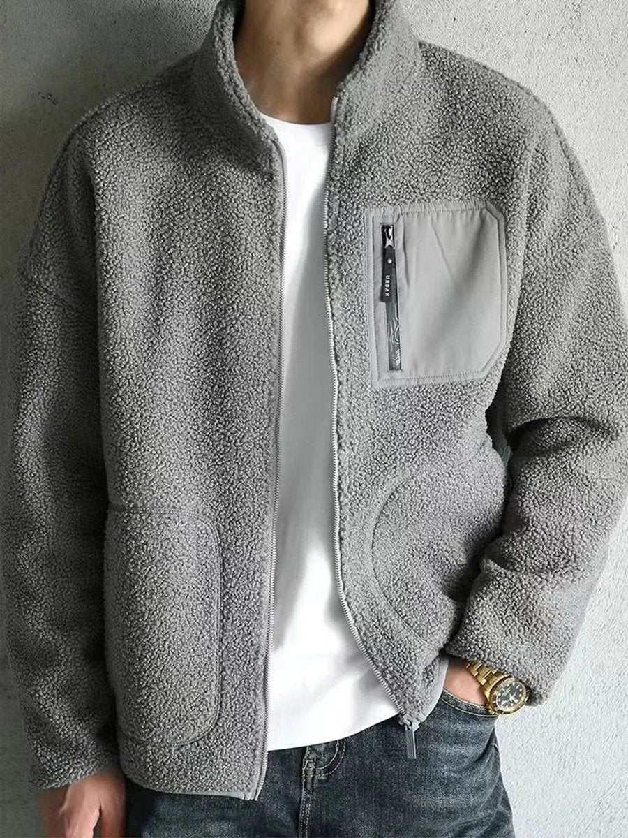 Men's Sherpa Fleece Full-Zip Jacket Casual Autumn Bomber
