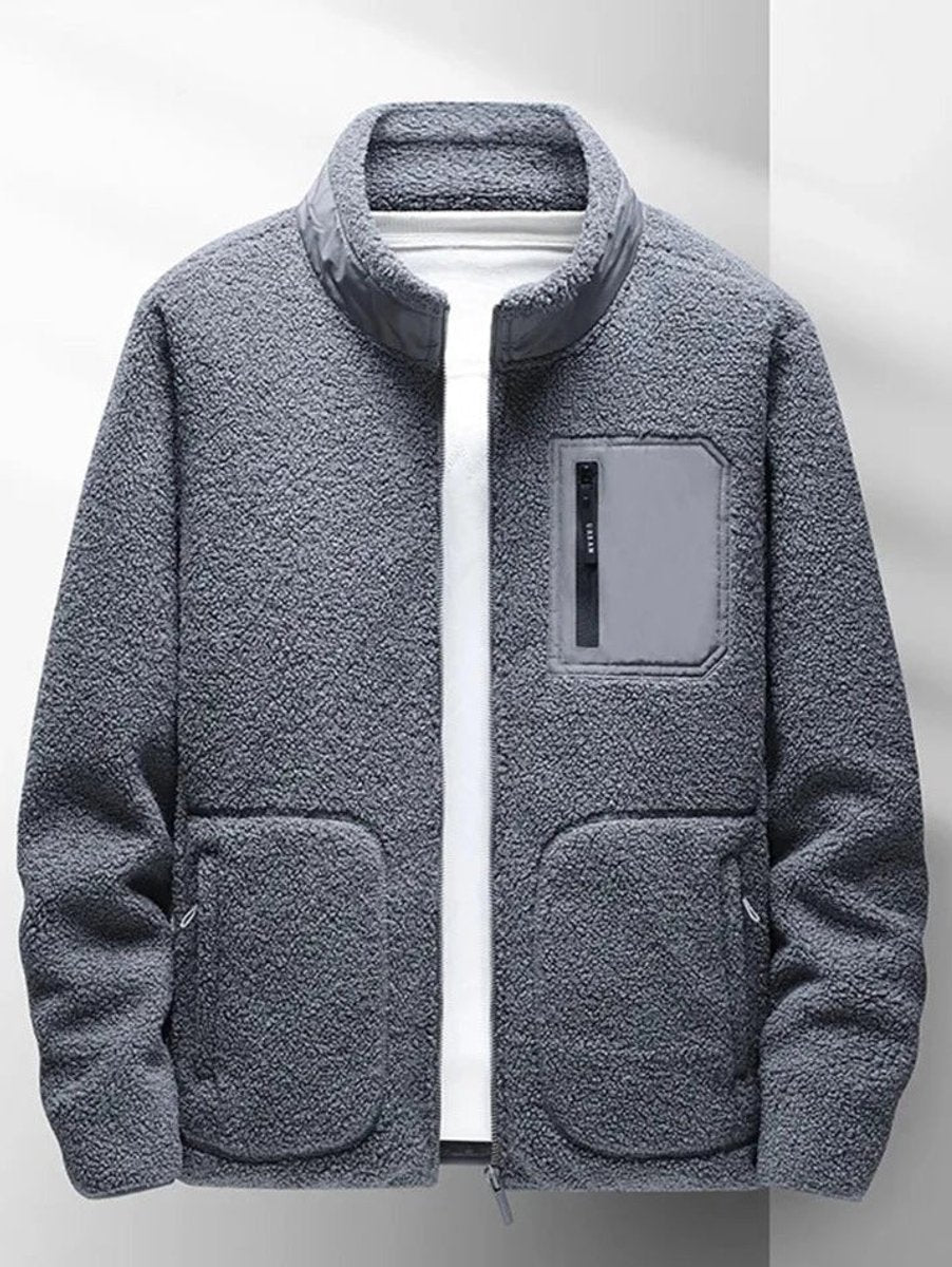 Men's Sherpa Fleece Full-Zip Jacket Casual Autumn Bomber