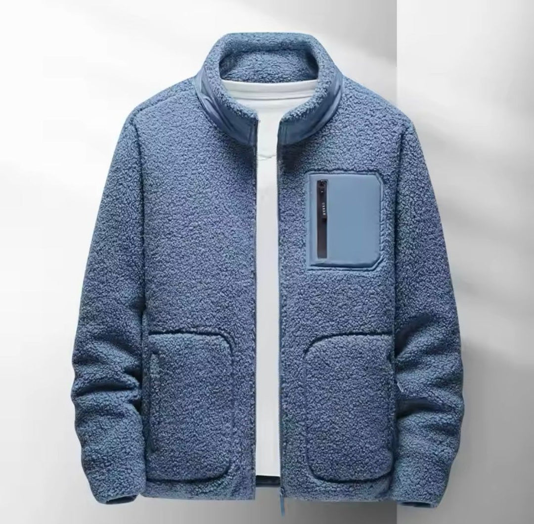 Men's Sherpa Fleece Full-Zip Jacket Casual Autumn Bomber