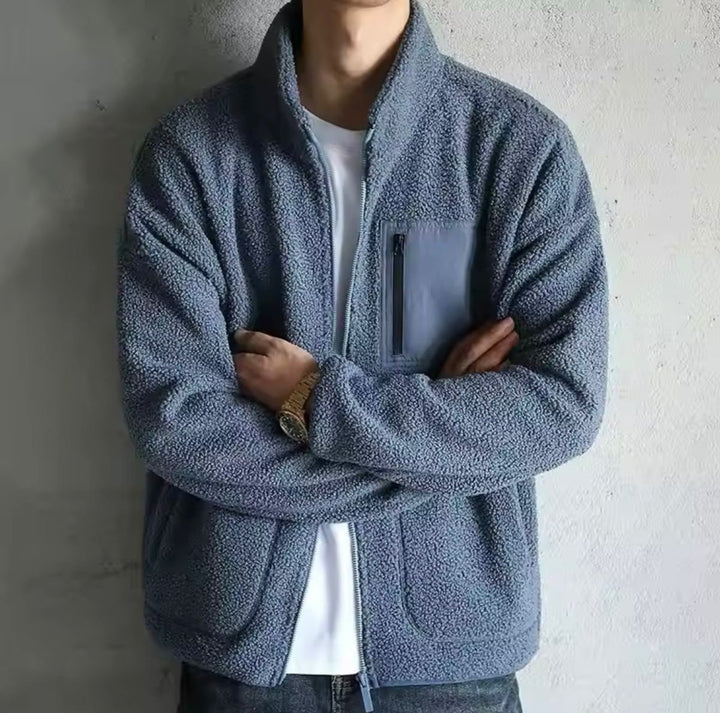 Men's Sherpa Fleece Full-Zip Jacket Casual Autumn Bomber