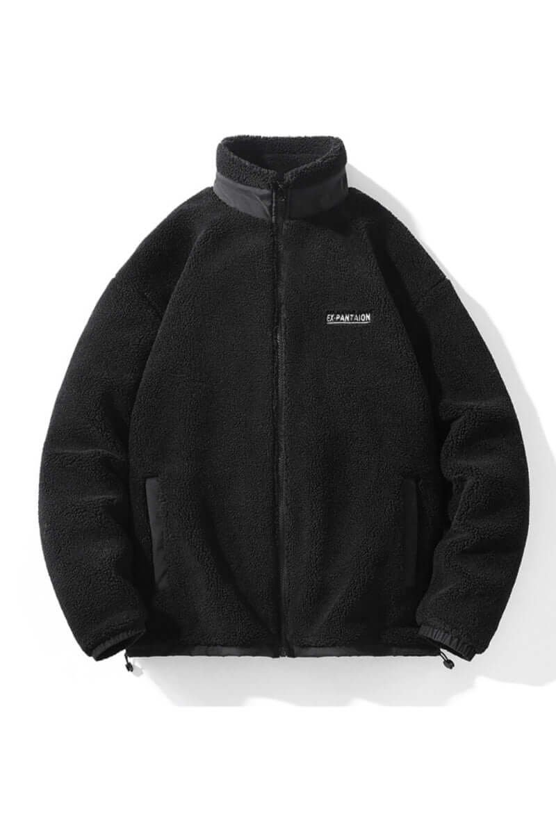 Men's Sherpa Fleece Zip-Up Jacket Bomber Coat High Collar