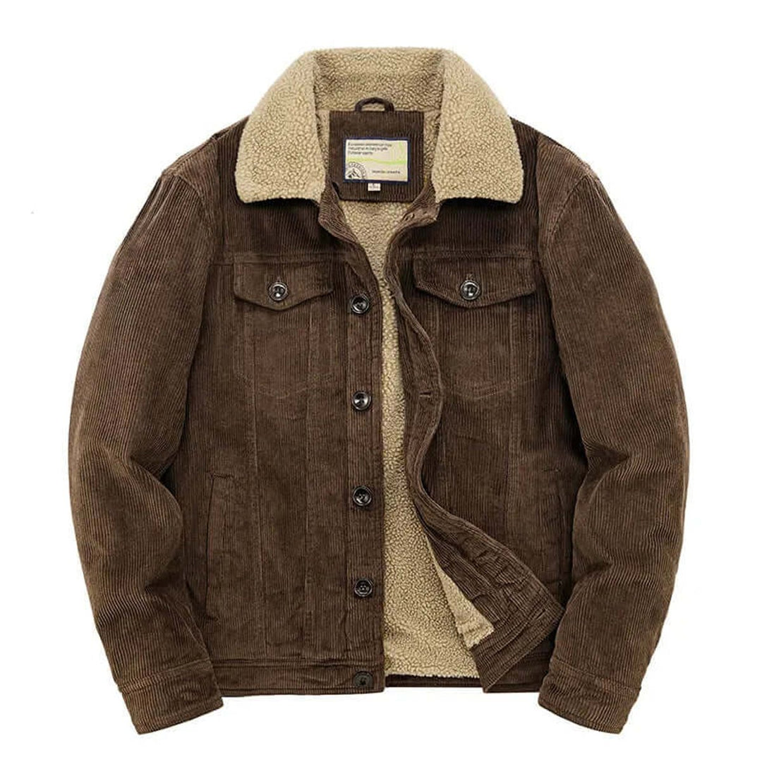 Men's Sherpa-Lined Corduroy Jacket Casual Winter Coat