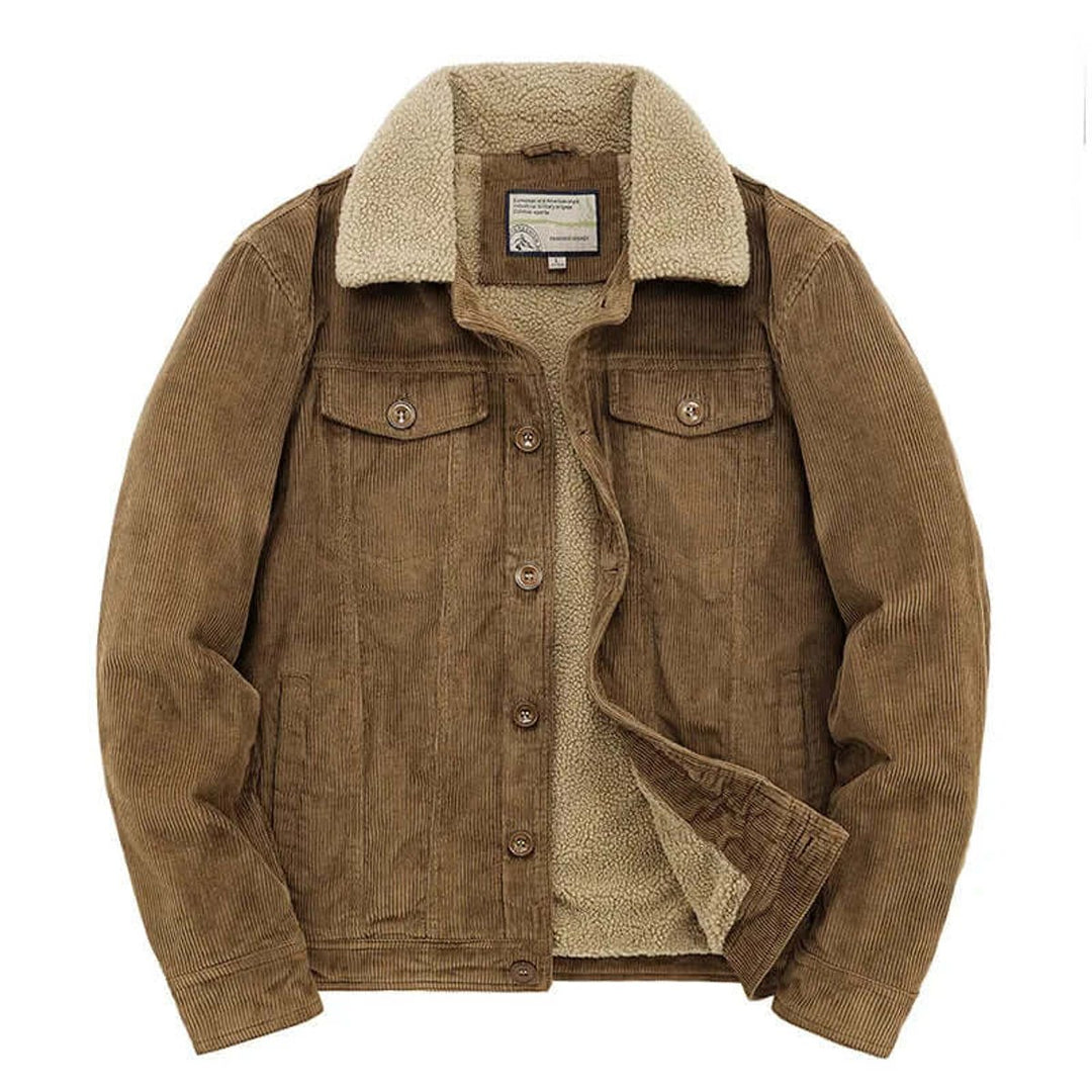 Men's Sherpa-Lined Corduroy Jacket Casual Winter Coat